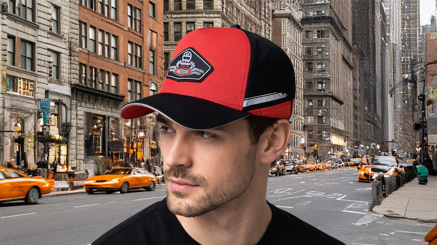 Casquette de baseball avec patch en caoutchouc PVC de marque TEFLA &agrave; 5 panneaux avec design bicolore