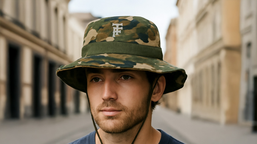 Le chapeau bob camouflage m&egrave;ne la tendance d&eacute;contract&eacute;e de l'&eacute;t&eacute;